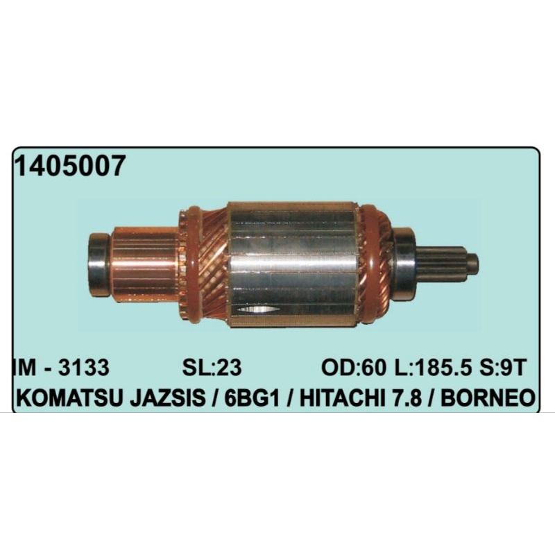 Angker Armature Starter GP Komatsu hitachi Zaxis Borneo Hitachi 7.8 6BG1 PN 1405007