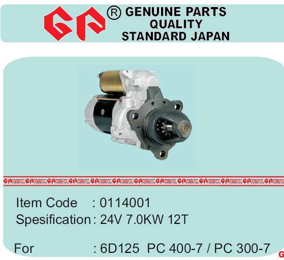 Dinamo Starter GP Komatsu PC300 PC400 D85ss-2 6d125 24V 7KW 12T Pn 0114001
