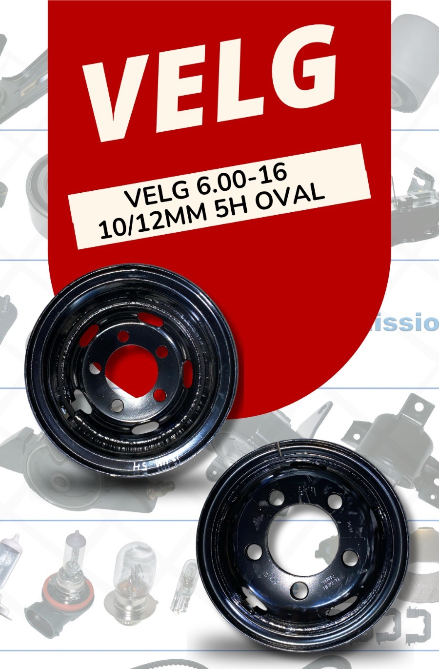 Pelak Ban 6.00-16 10 mm 12 mm 5H Oval